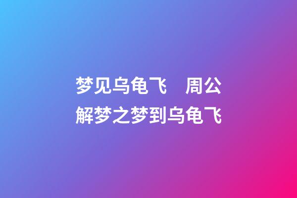 梦见乌龟飞　周公解梦之梦到乌龟飞